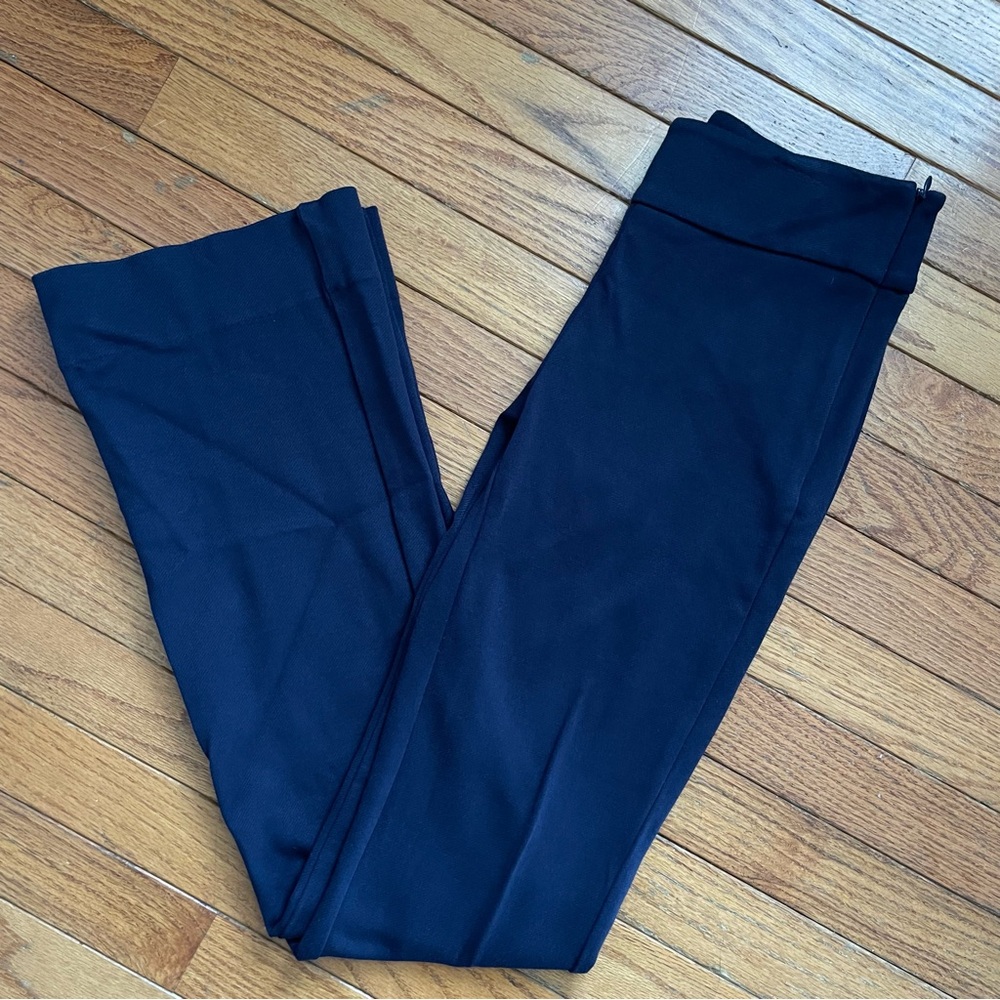 CAbi Navy Blue Bootcut Stretch Pants Leggings Size 0 Side Zip